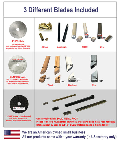 JOUNJIP Mini Miter Cut-Off Chop Saw for Hobby Miniature Model Making, Carbon Arrow Shafts, Zinc Stained Glass Came, 223/5.56 Brass - Cuts Max. 1/2" High x 1/2" Wide or 1/4" H x 3/4" W