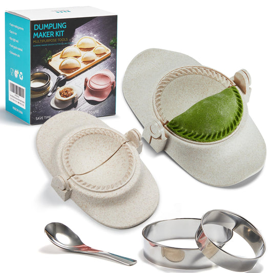 MUMSUNG 6 Inch Empanada Maker Press, Extra Large Dumpling Maker Set with Dough Cutter, Dumpling Mold Set for Pierogi, Pastelitos, Calzone, Turnovers, Chinese Dumpling-2Sizes 6"+4"
