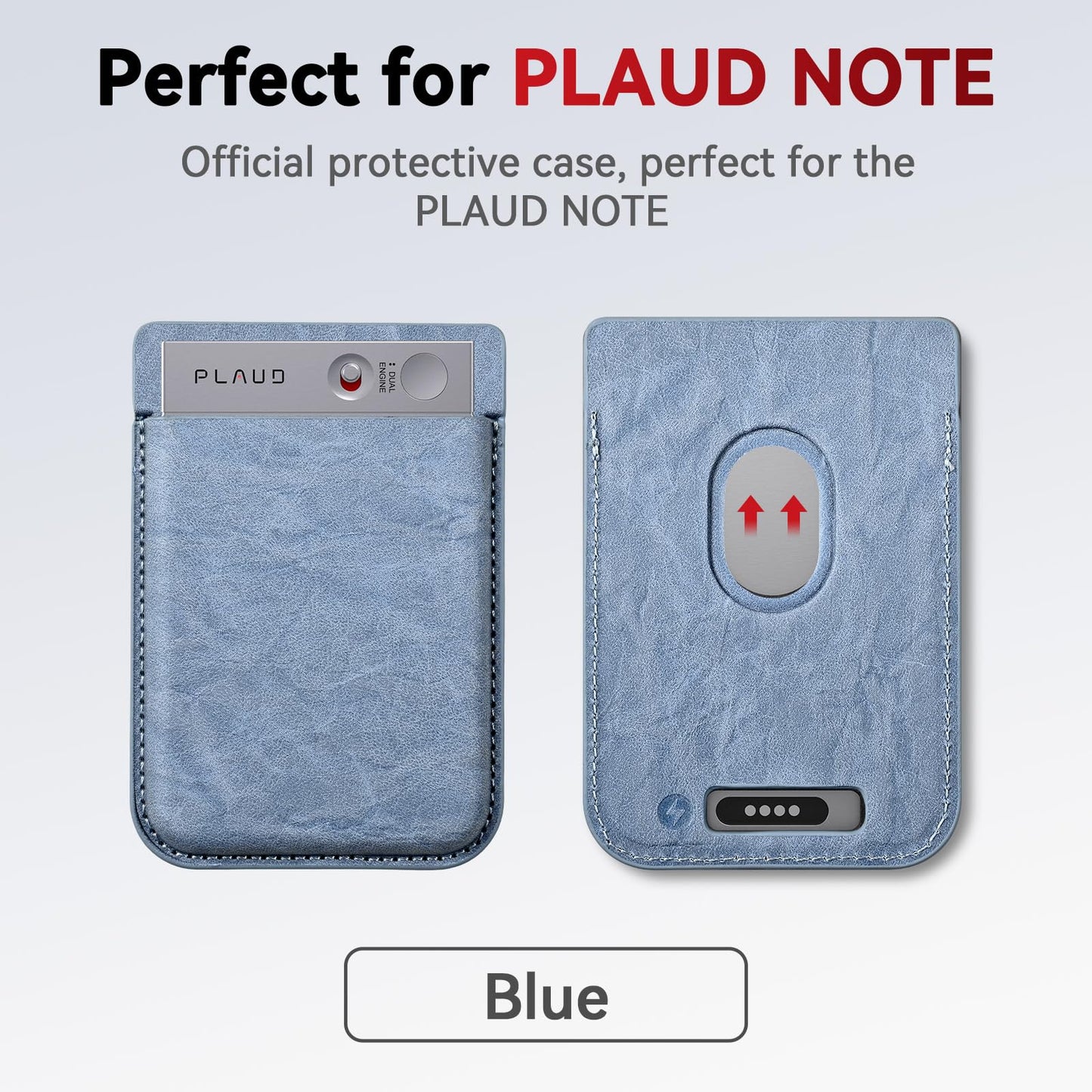 Magnetic Carrying Leather Case for PLAUD Note AI Voice Recorder – Thin Phone Wallet Attachment, Compatible with All Phone Sizes Blue (Original Equipment Included, No Additional Purchases Needed)