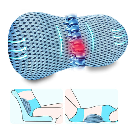 kasney Lumbar Support Pillow Ergonomic Memory Foam, Relieve Back Pain, CMFY Breathable & Detachable & Washable, Perfect for Office Chairs, Car Seats, Beds (Blue)