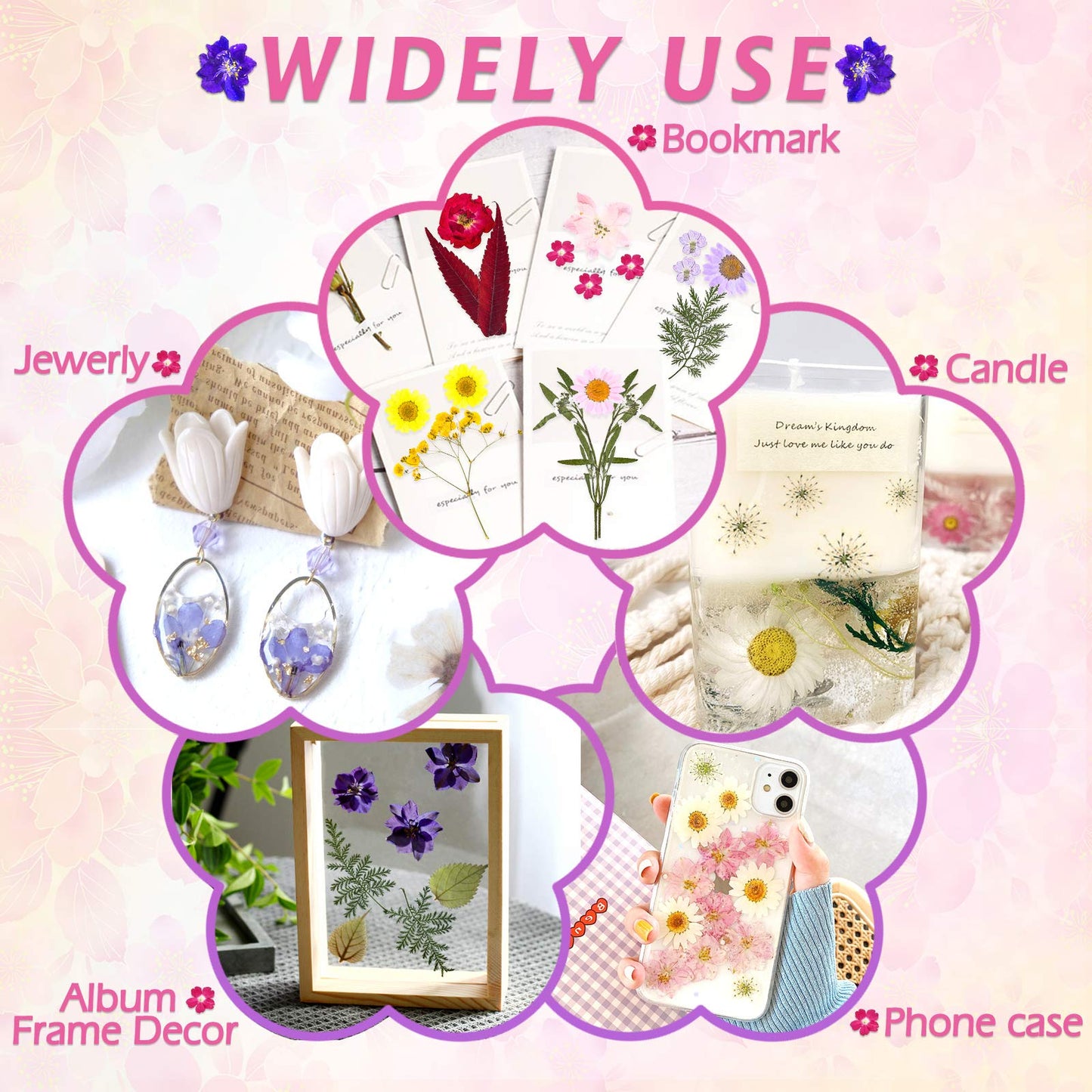 140 Pcs Dried Pressed Flowers for Resin, Real Pressed Flowers Dry Leaves Bulk Natural Herbs Kit for Scrapbooking DIY Art Crafts, Epoxy Resin Jewelry Molds, Candle, Soap Making, Nails Décor