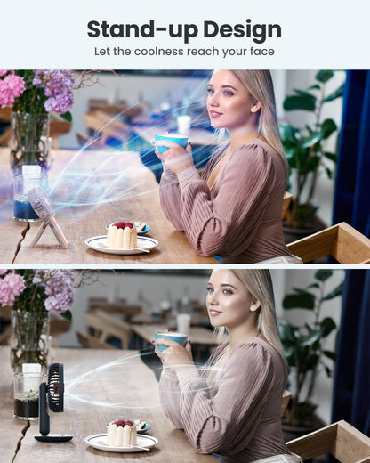 2pcs Mini Portable Folding Handheld Fans USB Rechargeable Personal Fan Neck Desktop 4-speed 3-in-1 Silent Handheld Mini Fan 6-15 hours battery life Suitable for summer travel Camping Outdoor Kids Gift