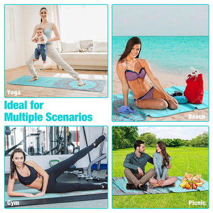 MoKo Yoga Towel, Non Slip Hot Yoga Mat Yoga Blanket Printing Pattern Quick Dry with Corner Pocket for Bikram, Pilates, Gym Workout, Outdoor Picnic, Lotus