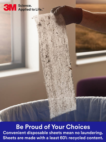 3M Easy Trap Sweep and Dust Sheets, 1 Roll of 60 8" x 6" Sheets, Disposable Easy Sweep Floor Duster, Picks Up 8x More Dirt, Dust, Sand, Hair, Works on Dry or Wet Surfaces, Hardwood Floors, 59152W