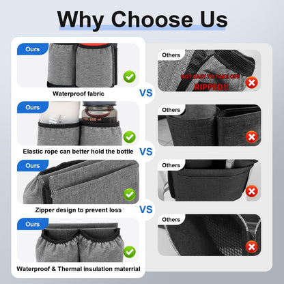 Luggage Cup Holder for Suitcases Free Hands, Travel Accessories, Luggage Cup Caddy Gifts, Beverage Holder, Universal Luggage Accessories for Flight Attendants, Business Travelers, Grey