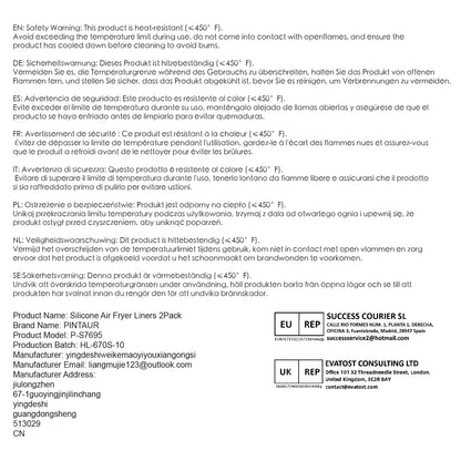 PINTAUR Silicone Air Fryer Liners 2 Pack, Reusable Liners Compatible for Ninja Foodi DZ201, DZ401, DZ550, COSORI, Chefman, Instant Air Fryer, and 6-in-1 8-10QT Air Fryer Baskets