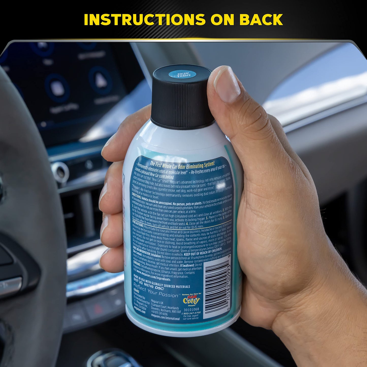 Meguiar's G16402 Whole Car Air Re-Fresher Odor Eliminator Mist, New Car Scent, 2 Fluid Ounces