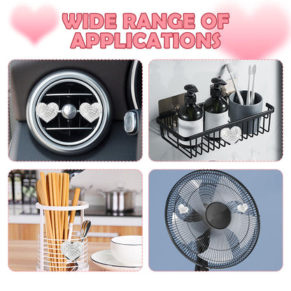 4PCS Heart-Shaped Car Vent Clips with Rhinestone,Bling Air Vent Clips Car Decorations,Premium Shiny Car Clips for Vents CCar Accessories Interior for Cars,Trucks,SUVs (White)