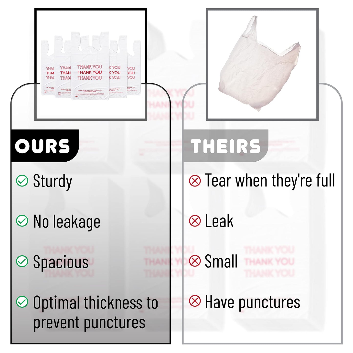 Mr. Pen - Thank You T-Shirt Bags, 11.6" x 6.5" x 21", 100 Pack, Plastic Bags with Handles