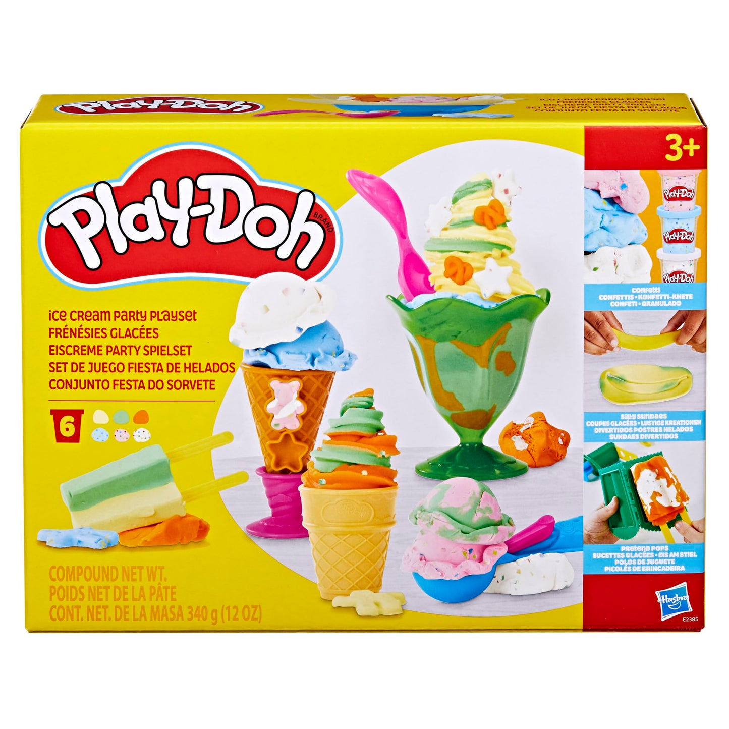 Play Doh Kitchen Creations Ice Cream Party Set with 22 Tools & 6 Colors, 2-Ounce Cans, Back to School Classroom Supplies, Preschool Toys, Ages +3 (Amazon Exclusive)