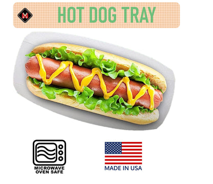 Mr Miracle 7 Inch Paper Hot Dog Tray in Red White Pattern. Pack of 100. Disposable, Recyclable and Fully Biodegradable. Made in USA