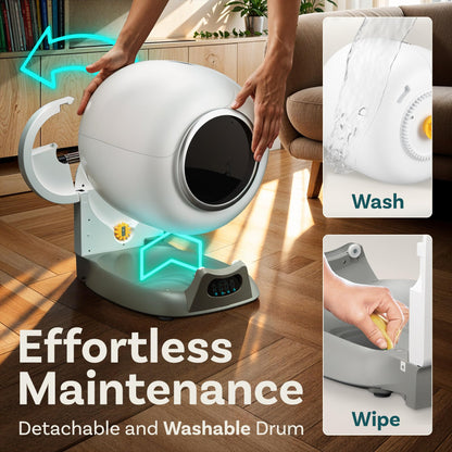 PetCove Self Cleaning Litter Box with Auto Safety Sensors for Multiple Cats - Automatic Cat Litter Box Self-Cleaning - Covered Odor Removal with APP Control - Compatible On All WiFi - Electric Robot