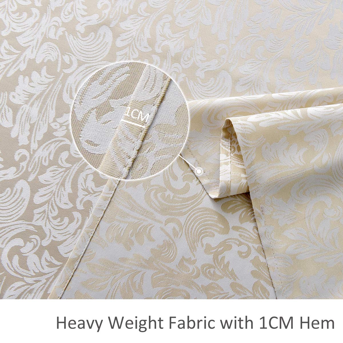 maxmill Jacquard Table Cloth Damask Pattern Spillproof Wrinkle Resistant Heavy Weight Soft Tablecloth for Kitchen Dinning Tabletop Outdoor Picnic Rectangle 52 x 70 Inch Beige