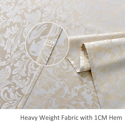 maxmill Jacquard Table Cloth Damask Pattern Spillproof Wrinkle Resistant Heavy Weight Soft Tablecloth for Kitchen Dinning Tabletop Outdoor Picnic Rectangle 52 x 70 Inch Beige