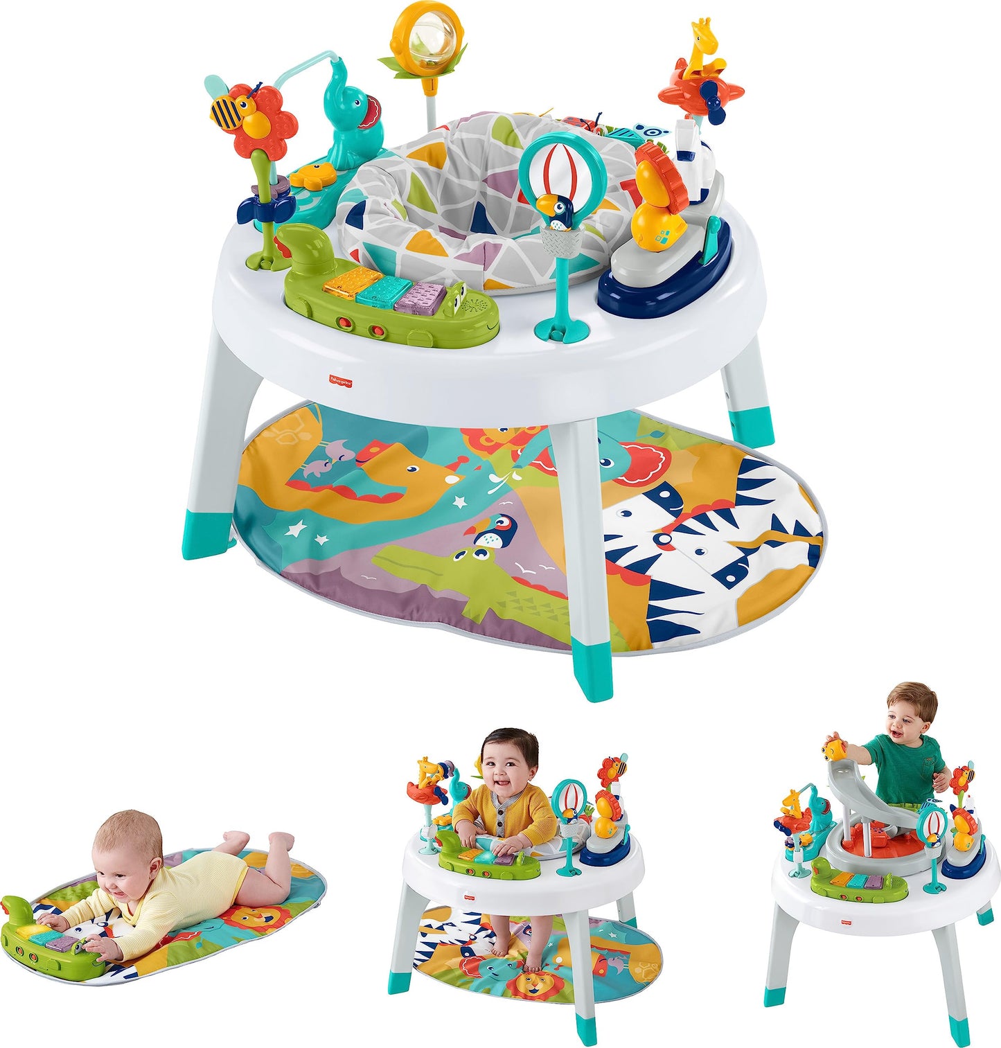 Fisher-Price Baby to Toddler 3-in-1 Sit-to-Stand Activity Center with Playmat, Music Lights & Spiral Ramp