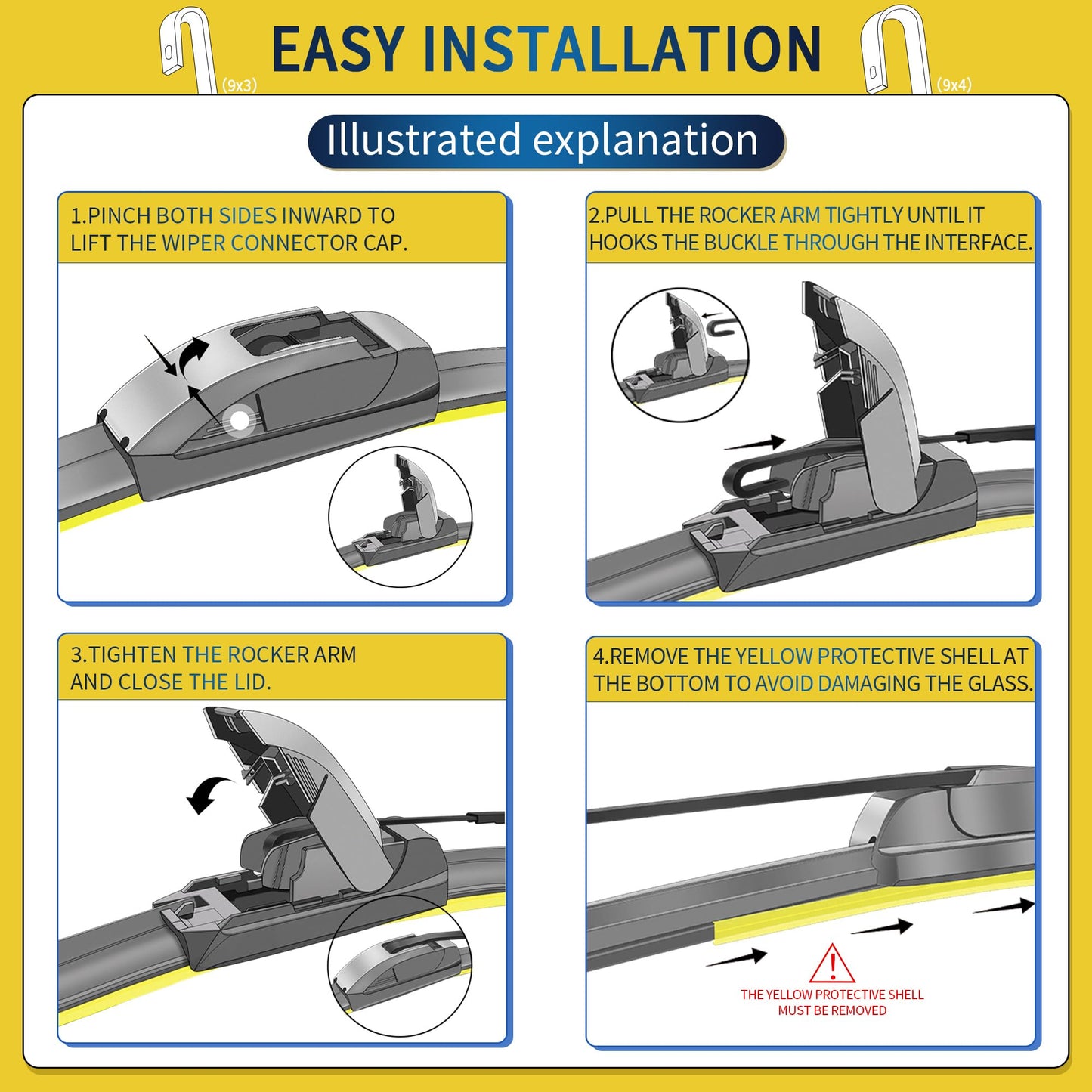 JINGOU 15" + 15" Front Windshield Wiper Blades Compatible with 2007-2017 Jeep Wrangler OEM QUALITY Premium All-Season Automotive Replacement Wipers(Pack of 2)