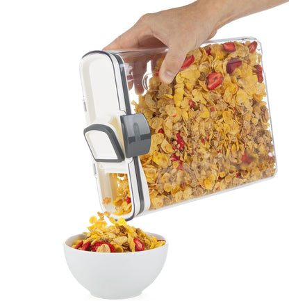 ProKeeper+ 9-Piece Airtight Food Storage Container Set – Clear Plastic Flour and Sugar Canister Set with Magnetic Accessories for Kitchen Organization (Grey, 9-Piece)