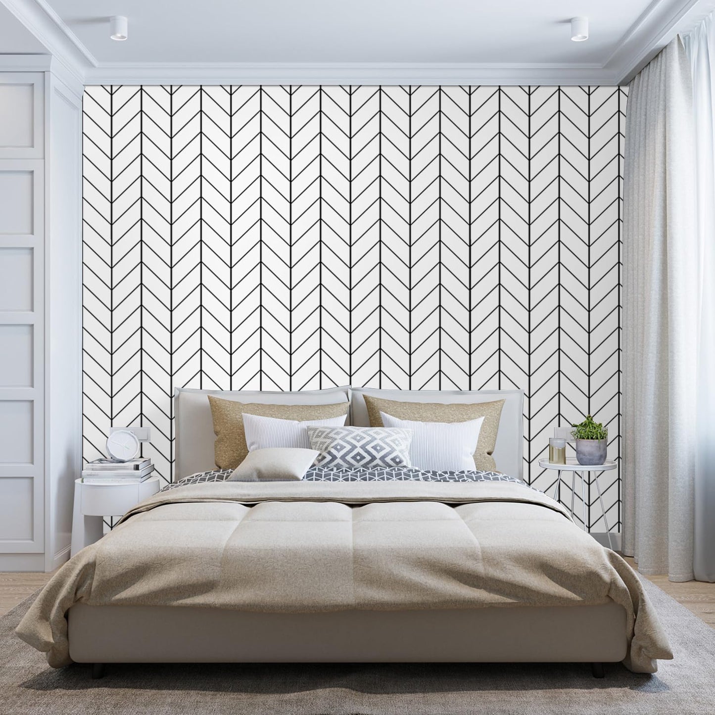 LXCREAT Black and White Peel and Stick Wallpaper for Laundry Forgiving Removable Stripes Contact Paper 17.7" X 393.7" Self Stick Wall Paper Peel and Stick Modern Vinyl for Bedroom