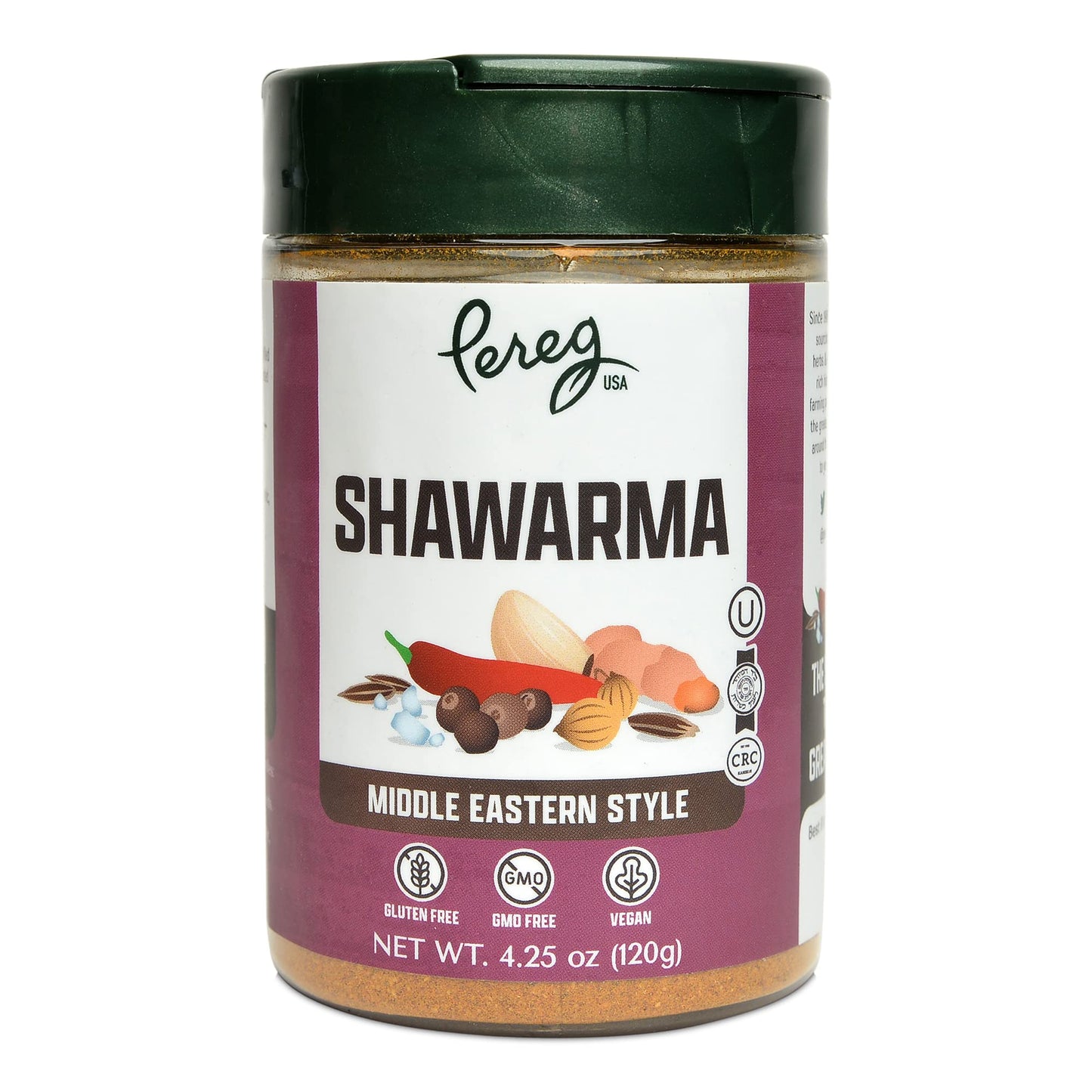 Pereg Shawarma Spice Seasoning (4.25 Oz) - Spice Rub for Meat, Beef, Gyro & Poultry – Grill Flavor – Middle Eastern Spice Mix - Mediterranean - Non-GMO & Vegan