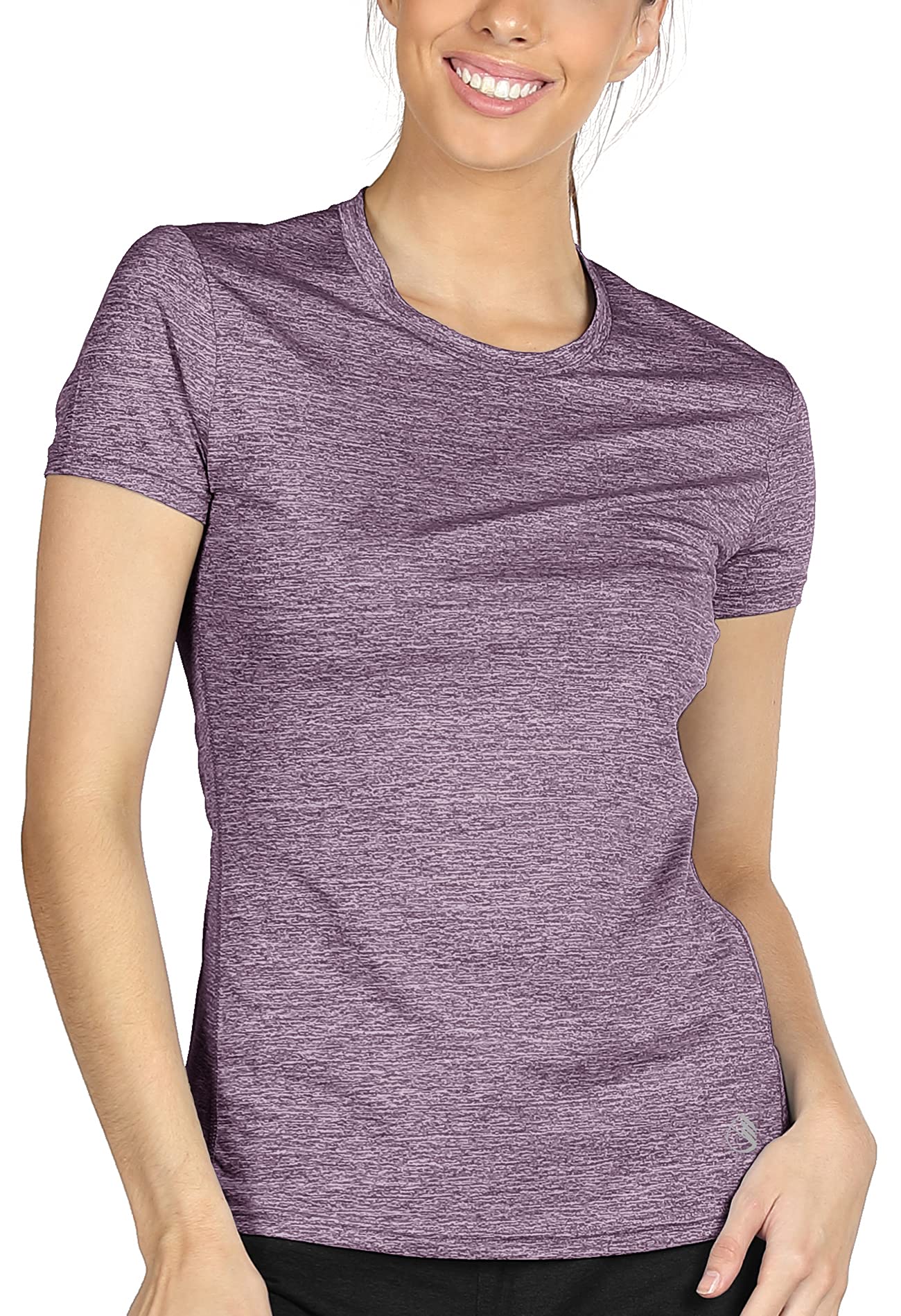 icyzone Workout Running Tshirts for Women - Fitness Athletic Yoga Tops Exercise Gym Shirts (Pack of 3) (XXL, Charcoal/Lavender/Peach)