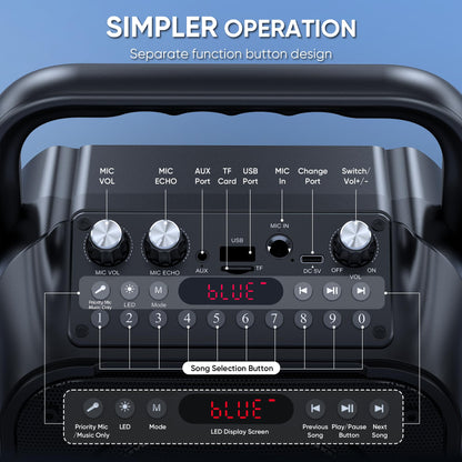 Karaoke Machine, Portable Bluetooth Speaker with 2 Wireless Microphones for Adults & Kids with Lights, Karaoke Microphone with PA System Supports USB/TF/REC/FM/AUX for Home Party Home System Packages