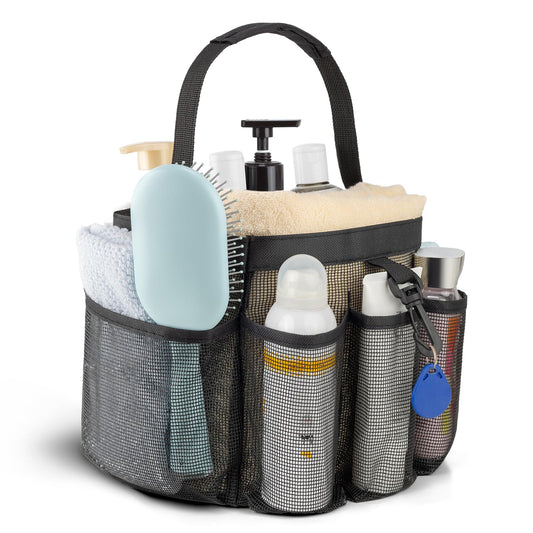 Mesh Shower Caddy Portable for College Dorm Room Essentials with 8-Pocket Large Capacity,Quick Dry Shower Bag for Bathroom, Beach,Gym