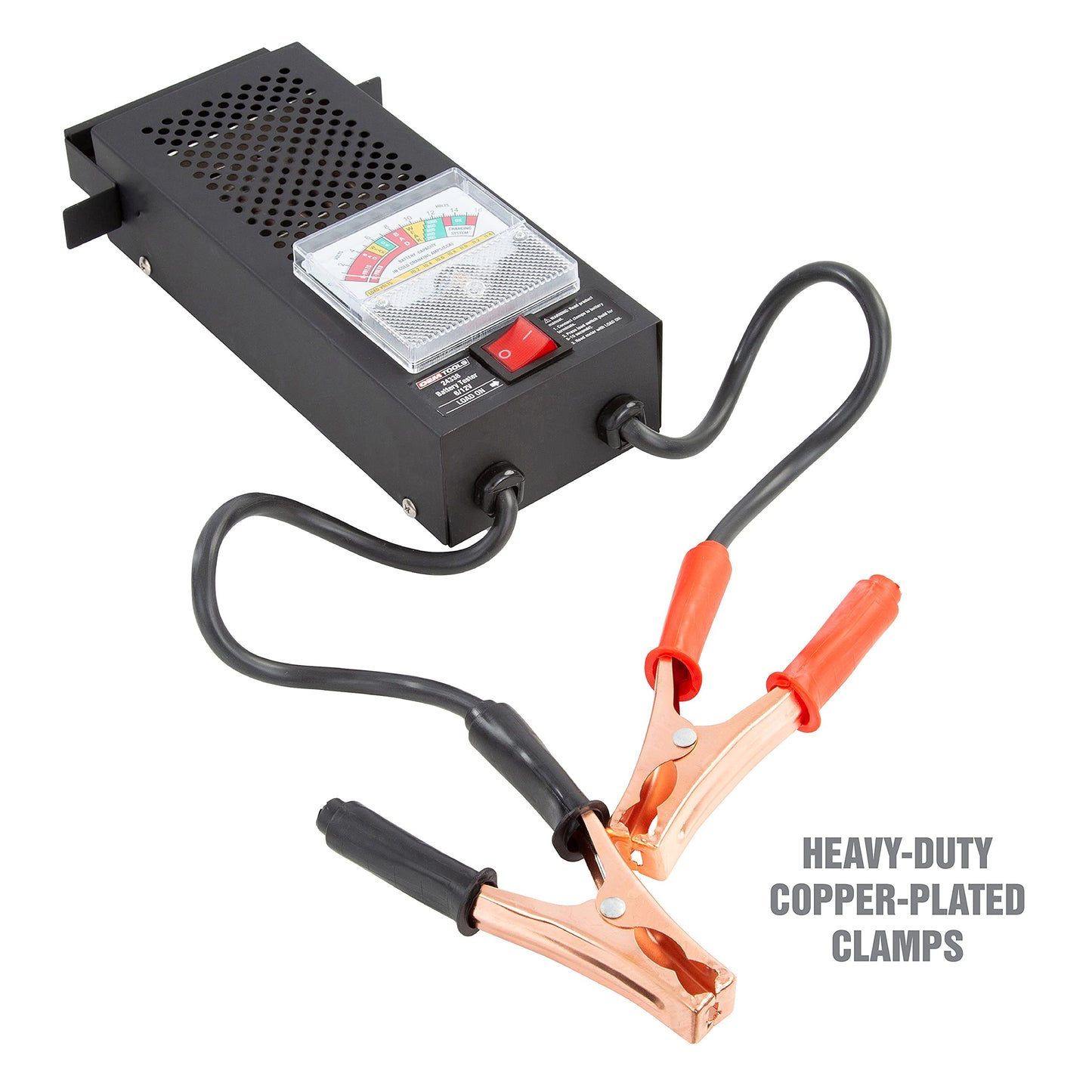 OEMTOOLS 24338 Battery Load Tester, Battery Tester 12V Automotive, Easy-to-Read Car Battery Tester, Heavy Duty Clamps, Shock Resistant Meter, Housed in Sturdy Steel Case