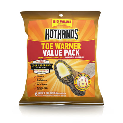 HotHands Toe Warmers - Long Lasting Safe Natural Odorless Air Activated Warmers - Up to 8 Hours of Heat - 6 Pair