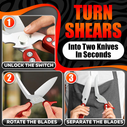 Kitchen Shears Heavy Duty – Sharp Chicken Shears with Non-Slip Micro-Serrated Blades, Meat Cutting Scissors with Safety Lock – Multipurpose Chicken Scissors for Meat, Fish, Bone & Food Prep