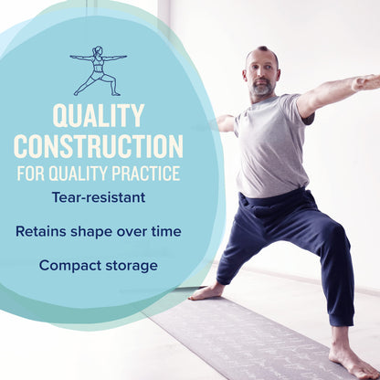 NewMe Fitness Yoga Mat for Women and Men - Large, 5mm Thick, 68 Inch Long, Non Slip Exercise Mats w/ 70 Printed Yoga Poses for Pilates, Workout and Stretching - Home and Gym Essentials - Purple