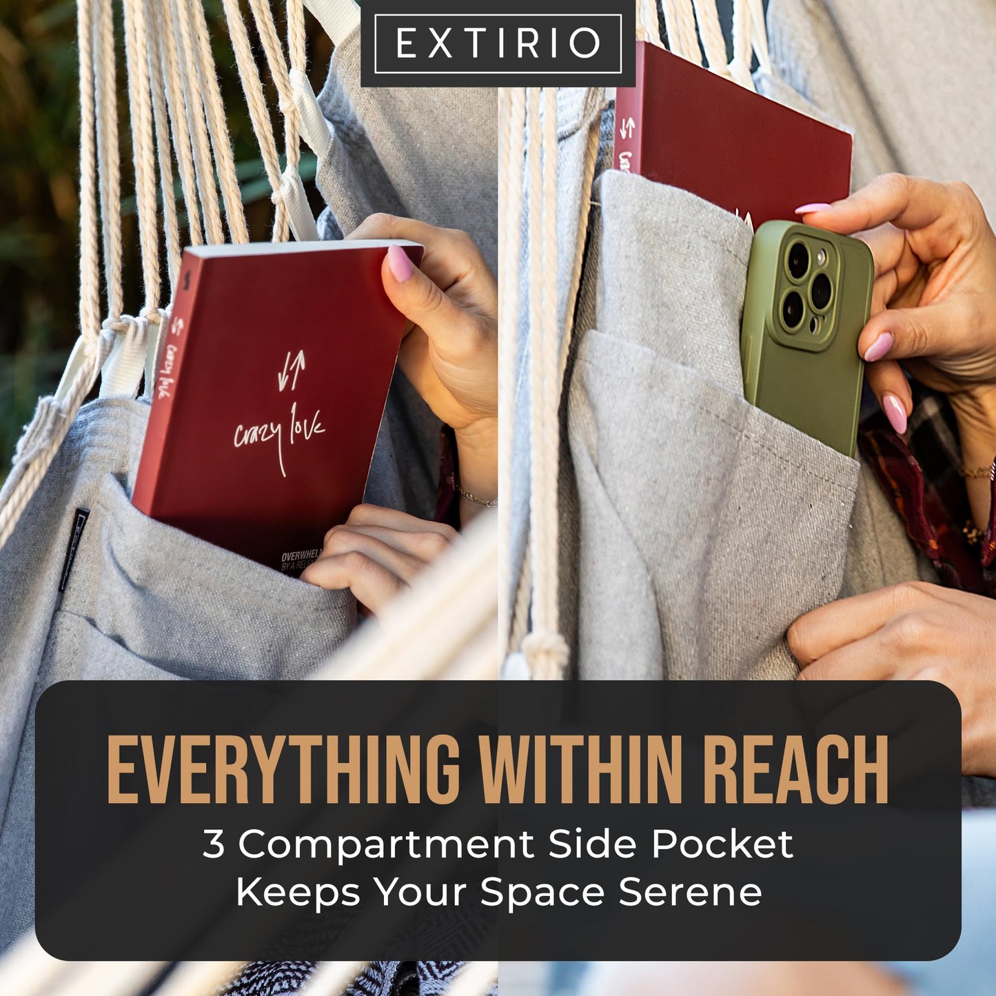 Hanging Hammock Chair Swing – Hanging Chair Outdoor & Indoor - Hammock Swing Chair – Quick & Easy Setup with Hardware Kit – Durable & Spacious Full Body Support – Holds 440 Lbs