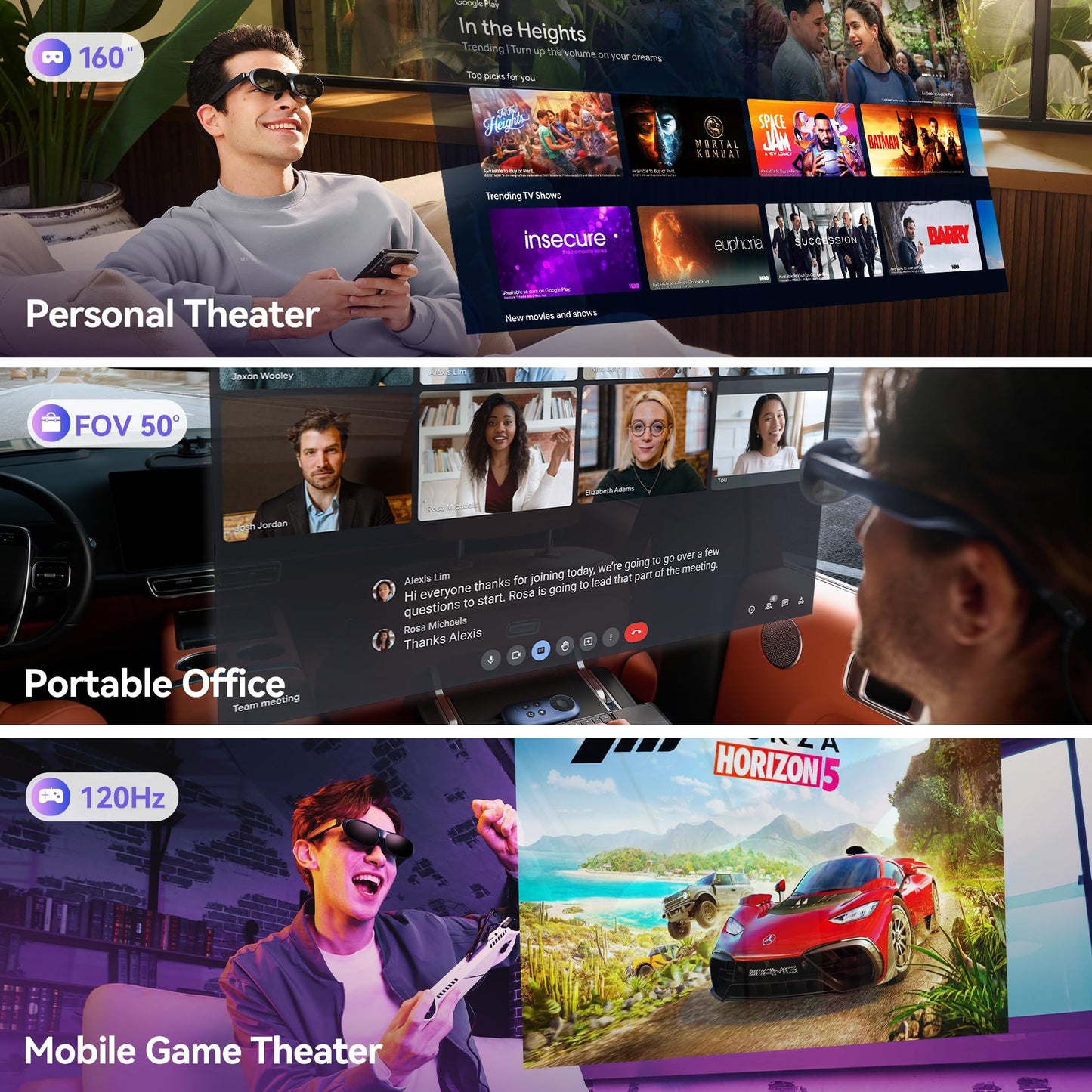 Rokid AR Joy Pack AR Glasses, Smart Glasses Max with Station, 360" Micro-OLED Display, Google Play, Media Streaming, HDCP Support & Cloud Gaming, Console, Android, Windows Compatible