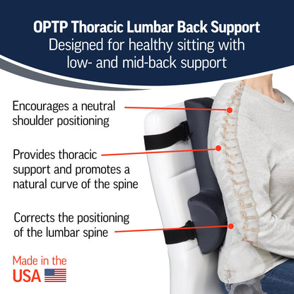 OPTP Thoracic Lumbar Back Support - Full Back and Lumbar Support for Improved Sitting Posture, Upper/Lower Back Support for Chair, and Car Back Cushion for Travel