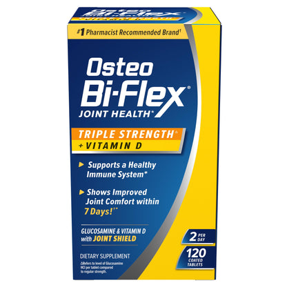 Osteo Bi-Flex Triple Strength with Vitamin D Glucosamine Chondroitin Joint Health Supplement, Coated Tablets, Red, 120 Count
