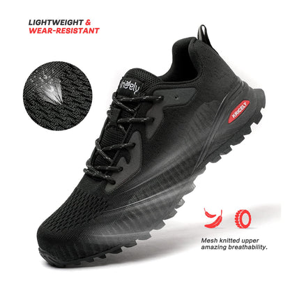 Kricely Men's Trail Running Shoes Fashion Hiking Sneakers for Men Black Tennis Cross Training Shoe Mens Casual Outdoor Walking Footwear Size 12