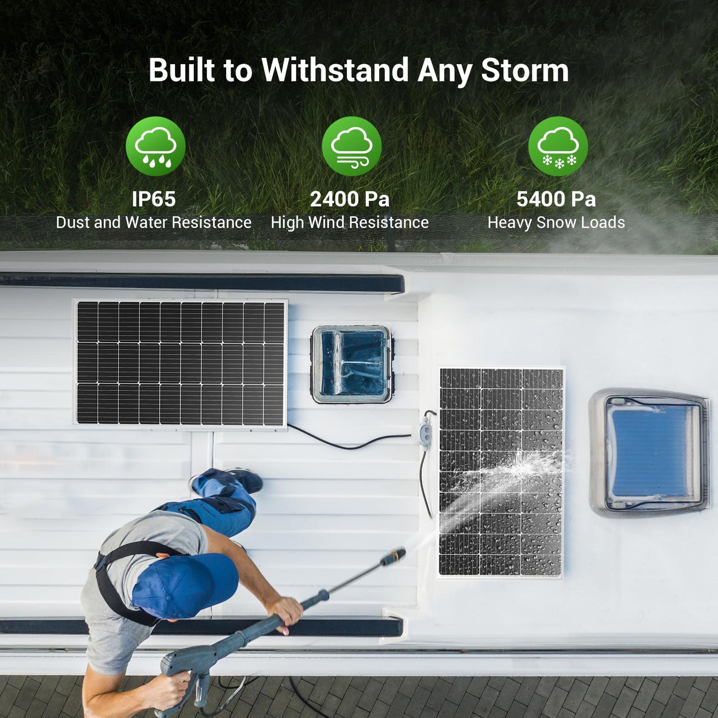 HQST 100 Watt 12V Monocrystalline Solar Panel with Solar Connectors, High Efficiency Module PV Power for Battery Charging Boat, Caravan, RV and Any Other Off Grid Applications