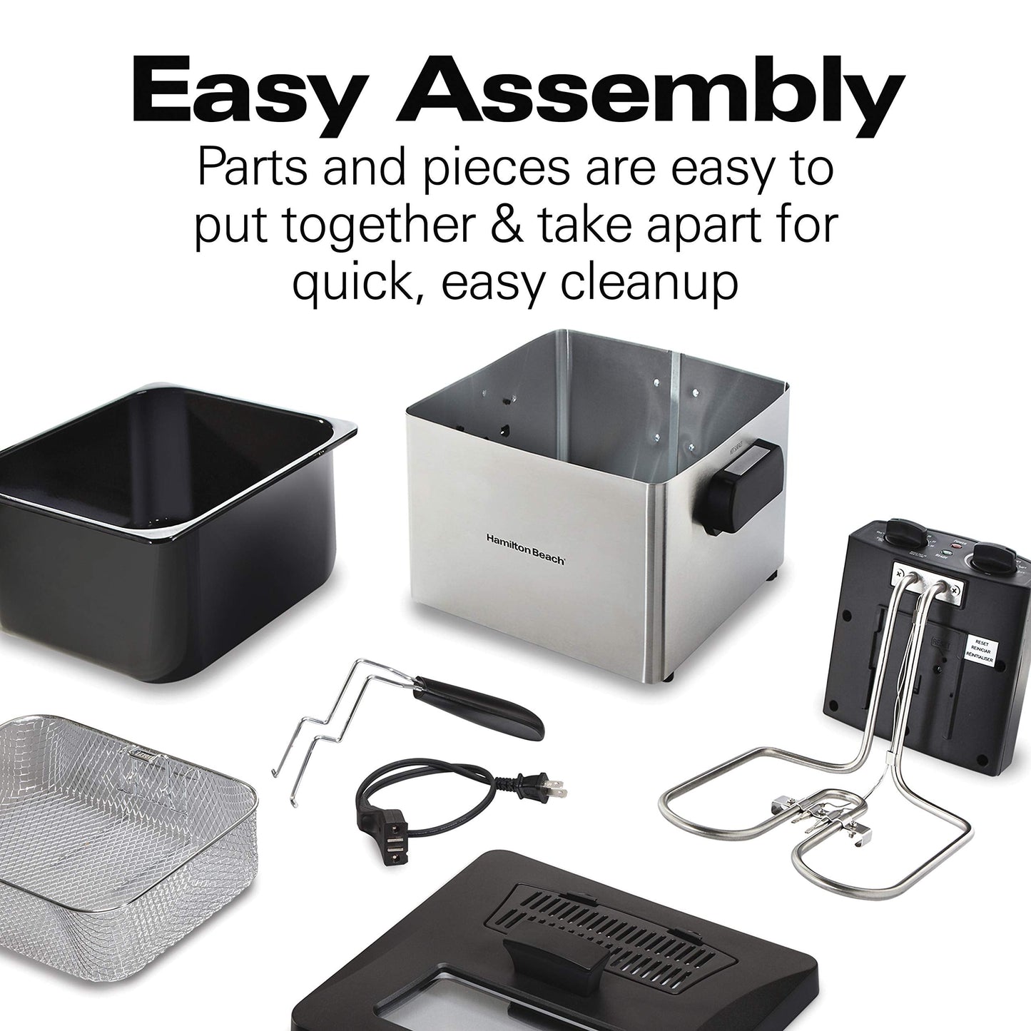 Hamilton Beach Electric Deep Fryer with Basket and Lid, 4.5 Liters / 19 Cups Oil Capacity, Temperature Control, View Window, Professional Style, 1800 Watts, Stainless Steel (35035A)