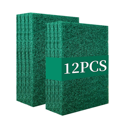 GUEICN Heavy Duty Scour Pads Sponge Dish Scrubber Non-Scratch Green Reusable Household Scrub Pads for Kitchen and Dish Cleaning Tool (12Pcs)