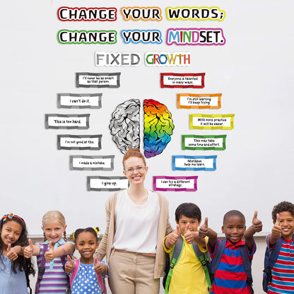 Outus 22 Pieces Growth Mindset Bulletin Board Classroom Growth Mindset Posters Banners Teacher Educational Poster Positive Sayings Display for Elementary Middle School Nursery Bedroom(Light Color)