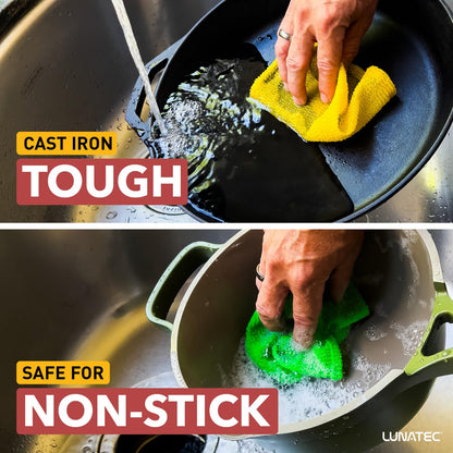 Lunatec Odor-Free Kitchen Dishcloths. A Scrubber and scouring pad for All Surfaces. (4-Pack)