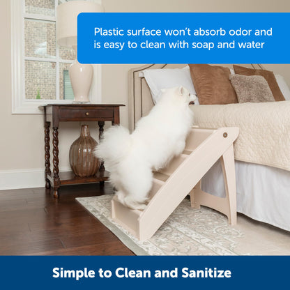 PetSafe CozyUp Folding Dog Stairs, Portable Indoor/Outdoor Pet Steps for Bed, Couch & Car, Tan, 25 Inch