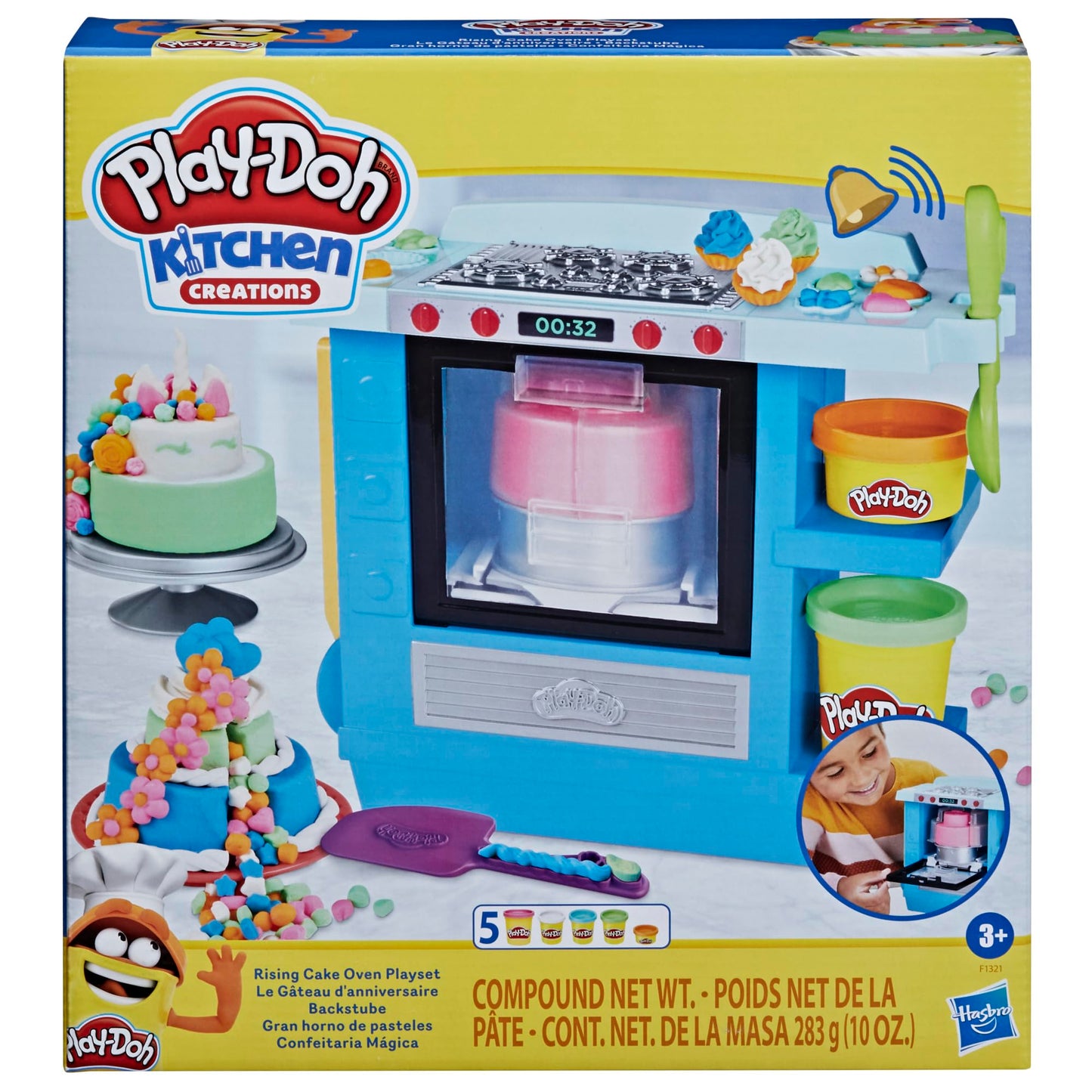 Play-Doh Kitchen Creations Rising Cake Oven Bakery Playset for Kids 3 Years and Up with 5 Modeling Compound Colors, Non-Toxic