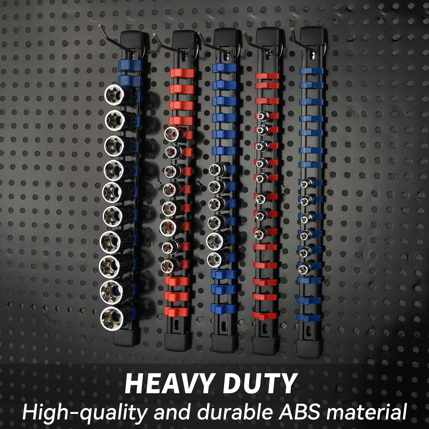 Reniteco Socket Organizer Drive ABS Tools-Socket Holder, Premium Quality 9 Pieces Holders Kit 1/4-Inch x 48 Clips, 3/8-Inch x 45 Clips, 1/2-Inch x 36 Clips