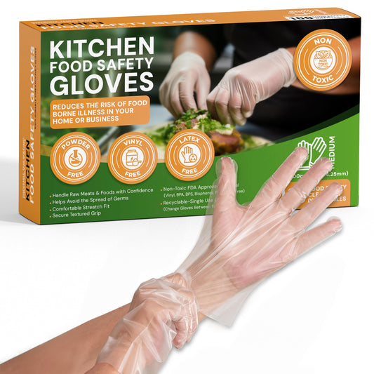 Protospheric Disposable Gloves for Food Prep - Super Poly Kitchen Grade Food Safe Gloves - Perfect for Cooking and Serving