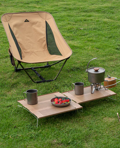iClimb Mini Solo Folding Table Ultralight Compact for Backpacking Camping Hiking Beach Picnic (Nature - S)