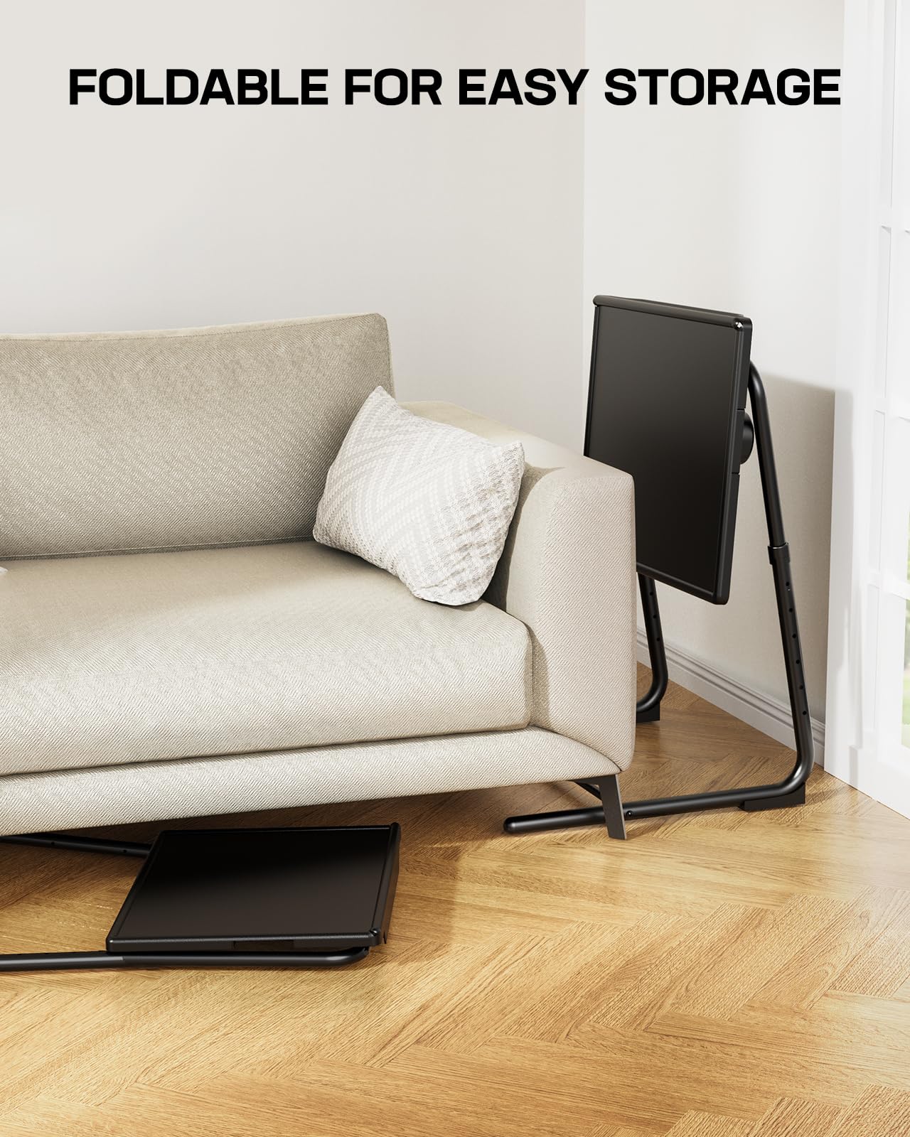 LORYERGO TV Tray - TV Table, Folding Table Trays, w/6 Height & 3 Tilt Angle, TV Tray Table w/Cup Holder, Dinner Tray for Eating on Couch, Laptop, Bed & Couch