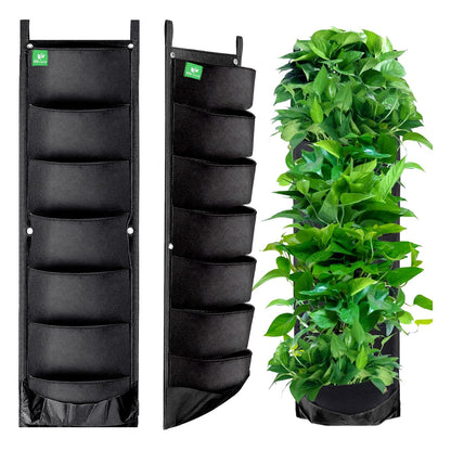 MEIWO 7 Pocket Hanging Planter for Outdoor Plants, 1 Pack Vertical Wall Planter, Balcony Planter, Railing Planter, Garden Balcony Decor