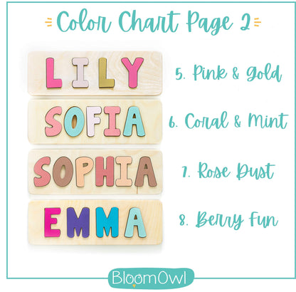 Personalized Wooden Name Puzzle for Kids, Handmade in USA by Bloom Owl, Custom Baby Gifts for Boys and Girls Easter or First Birthday, Montessori Toys for Toddlers 1-3, Baby Puzzle
