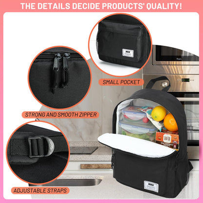 MIER Insulated Backpack Cooler Small Leakproof Lunch Back Pack with Coolers Lightweight Cute Lunch Bag for Women Men to Work, Picnics, Camping, Park Day Trips, 15 L, Black