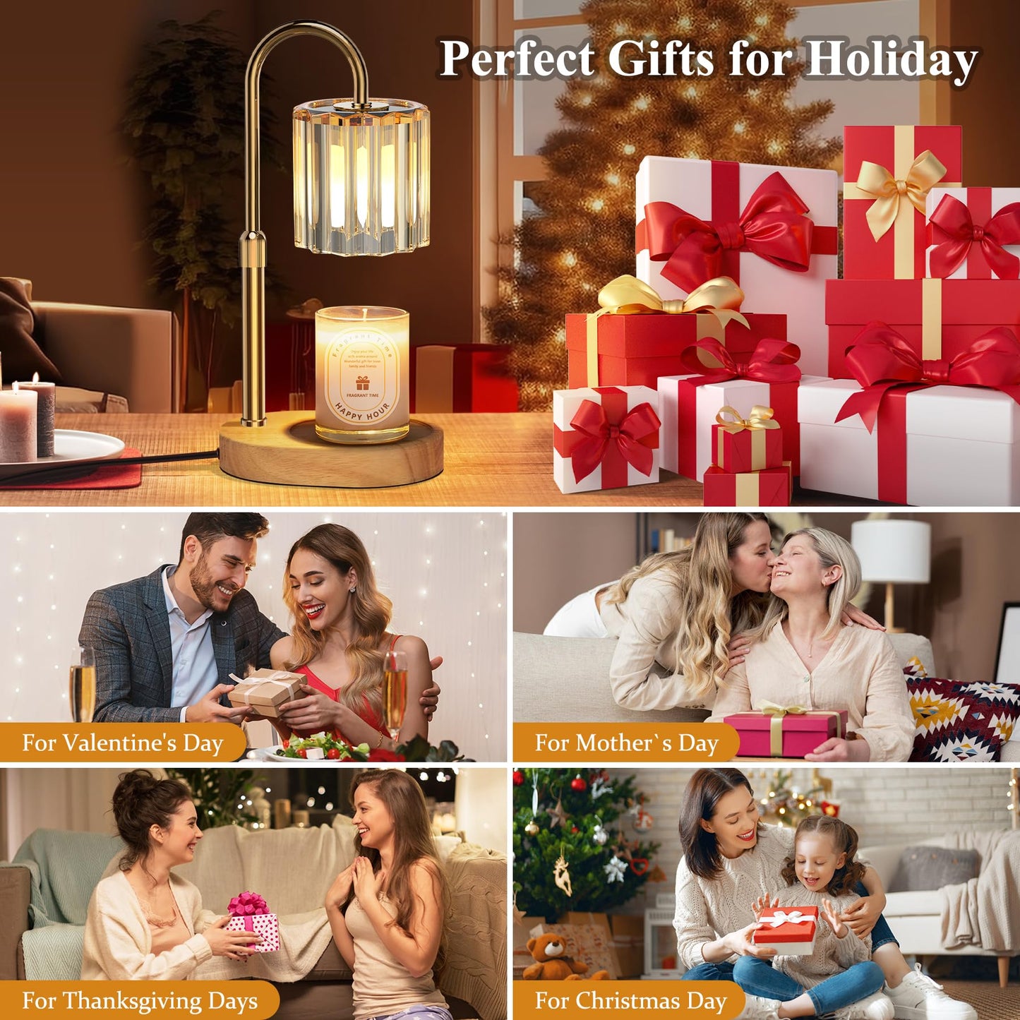 Lukasa Candle Warmer Lamp, with Timer Dimmer Adjustable Height, Birthday Gifts for Women, Mothers Day Gifts for Mom, House Warming Gift New Home, Wax Melt Warmer for Scented Jar Candles